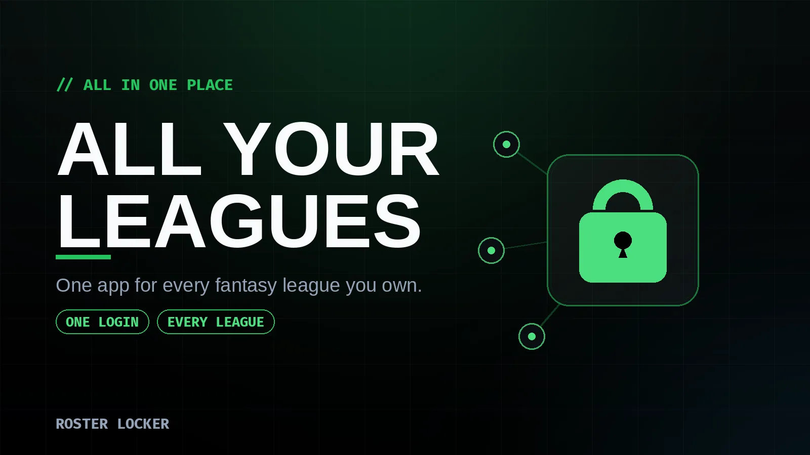 Roster Locker — every fantasy league you own connected in one app across seven platforms.