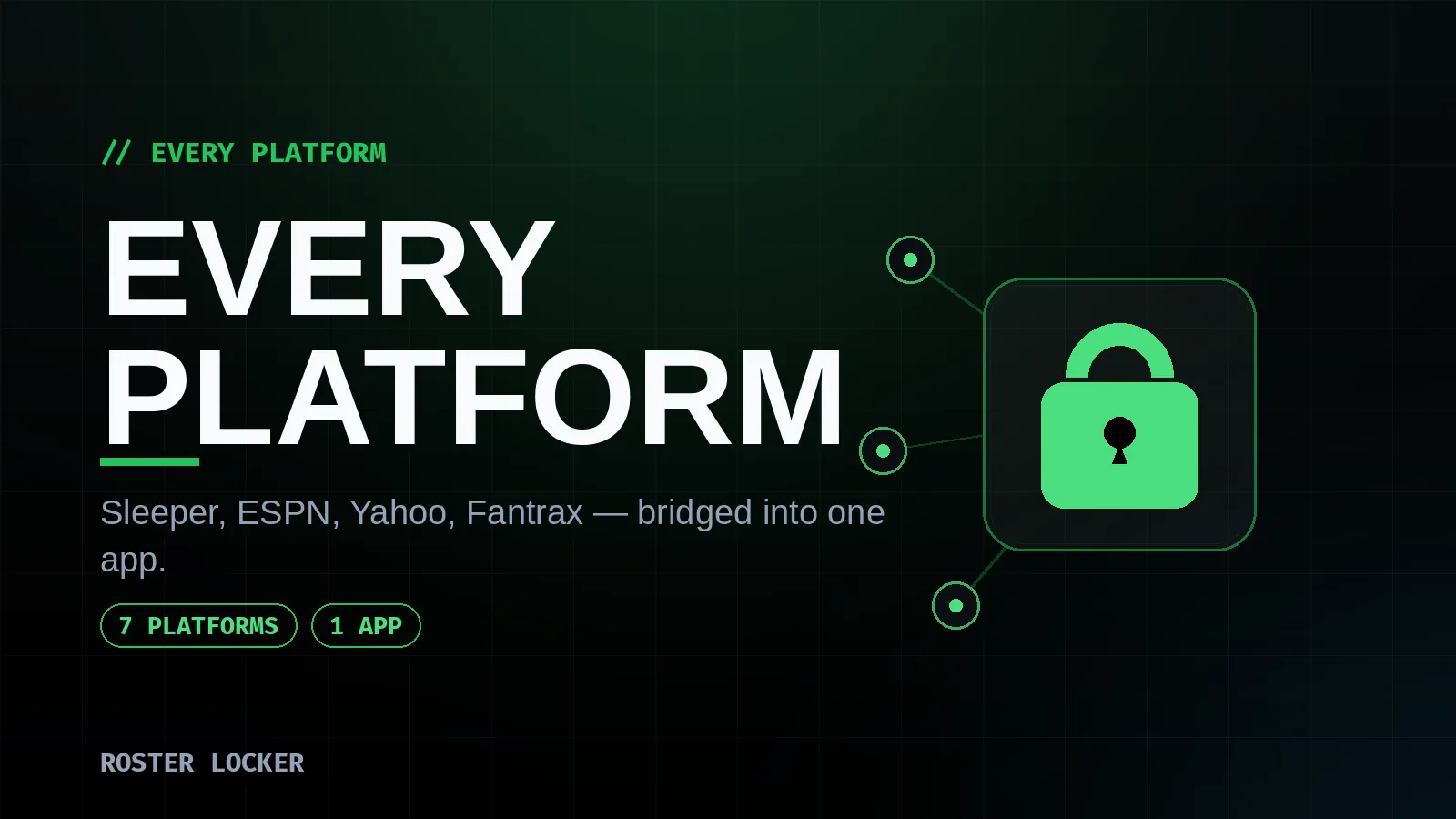 Roster Locker — Sleeper, ESPN, Yahoo and Fantrax leagues bridged into one app.